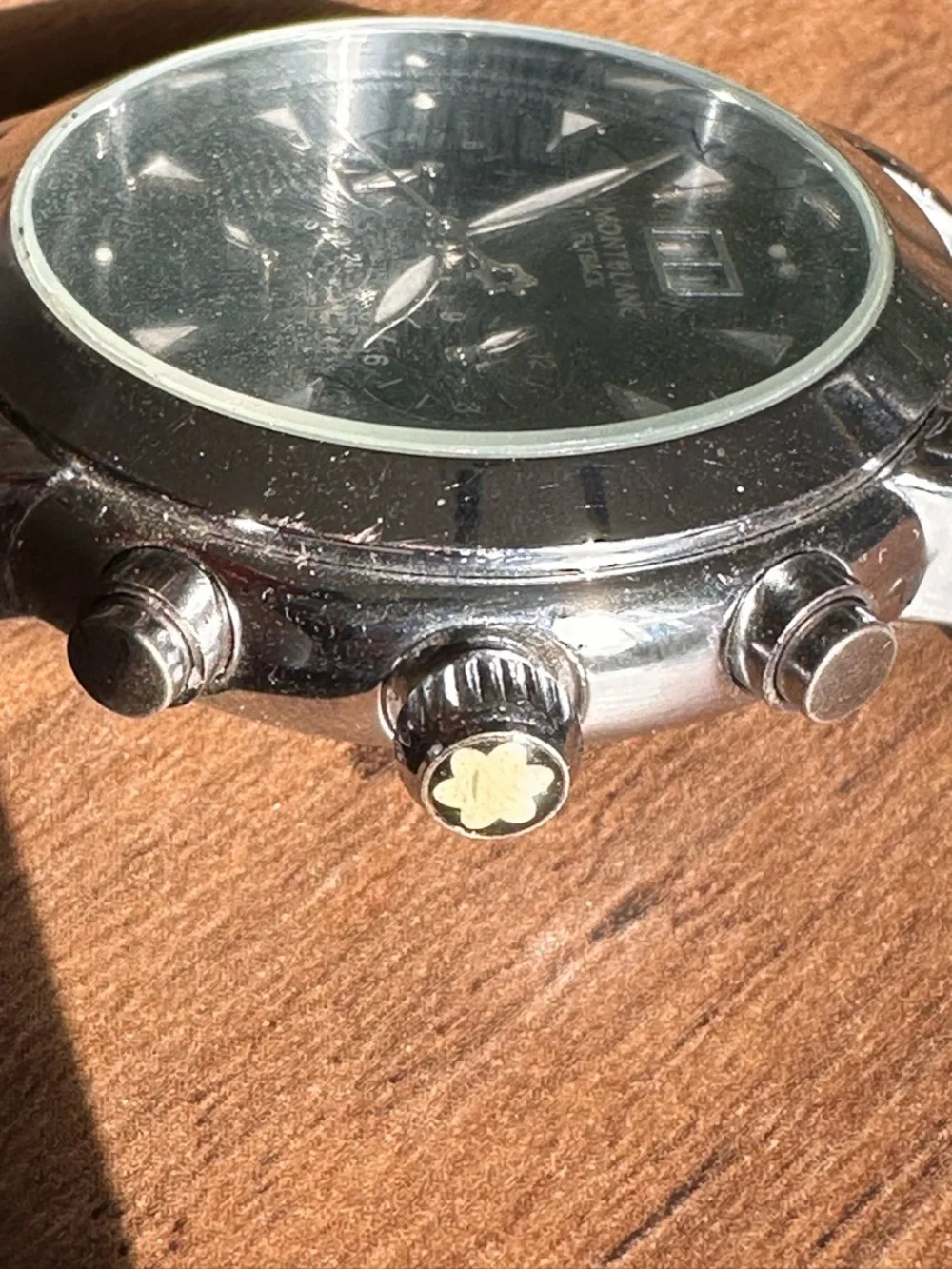 Montblanc Fly back Automatic Chronograph Mens Watch Black Big Dial Swiss Made